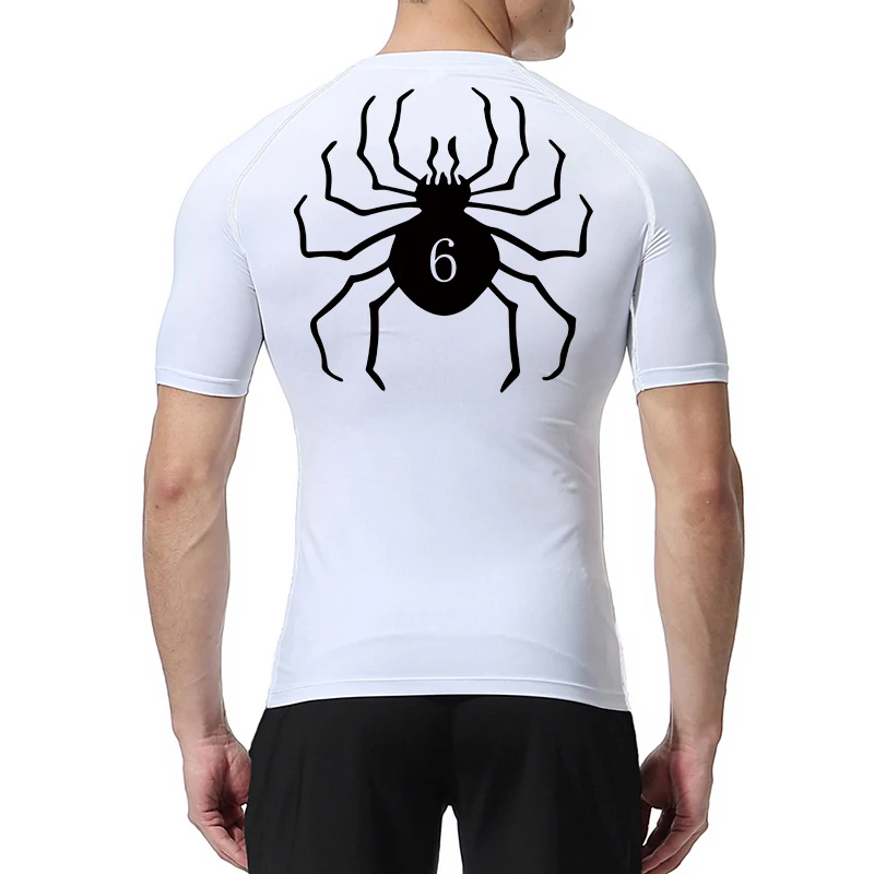 Compressieshirts met spinnenprint voor heren Atletische sneldrogende t-shirts Tops Gym Workout Hardloopondershirts Basislaags Rash Guard