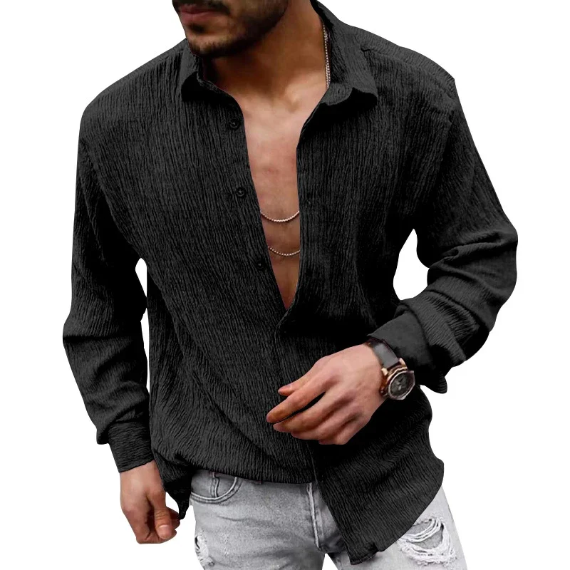 Vintage Heren Overhemden Katoenen Linnen Lange Mouwen Losse Shirt Big Size Casual Strand Shirt Voor Mannen Kleding Mode Knoop Revers Tops