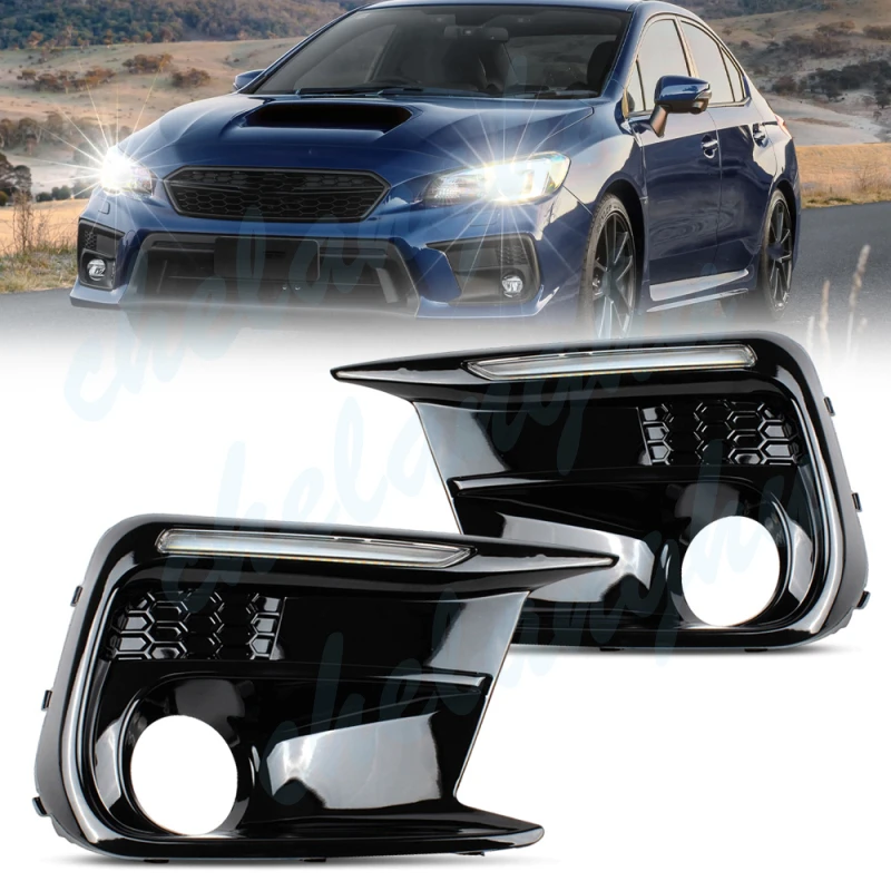 

Front Bumper Fog Lamp Frame With LED DRL For Subaru WRX STI 2018 2019 2020 2021 Cover Grille Car Accessory 57731VA380 57731VA390