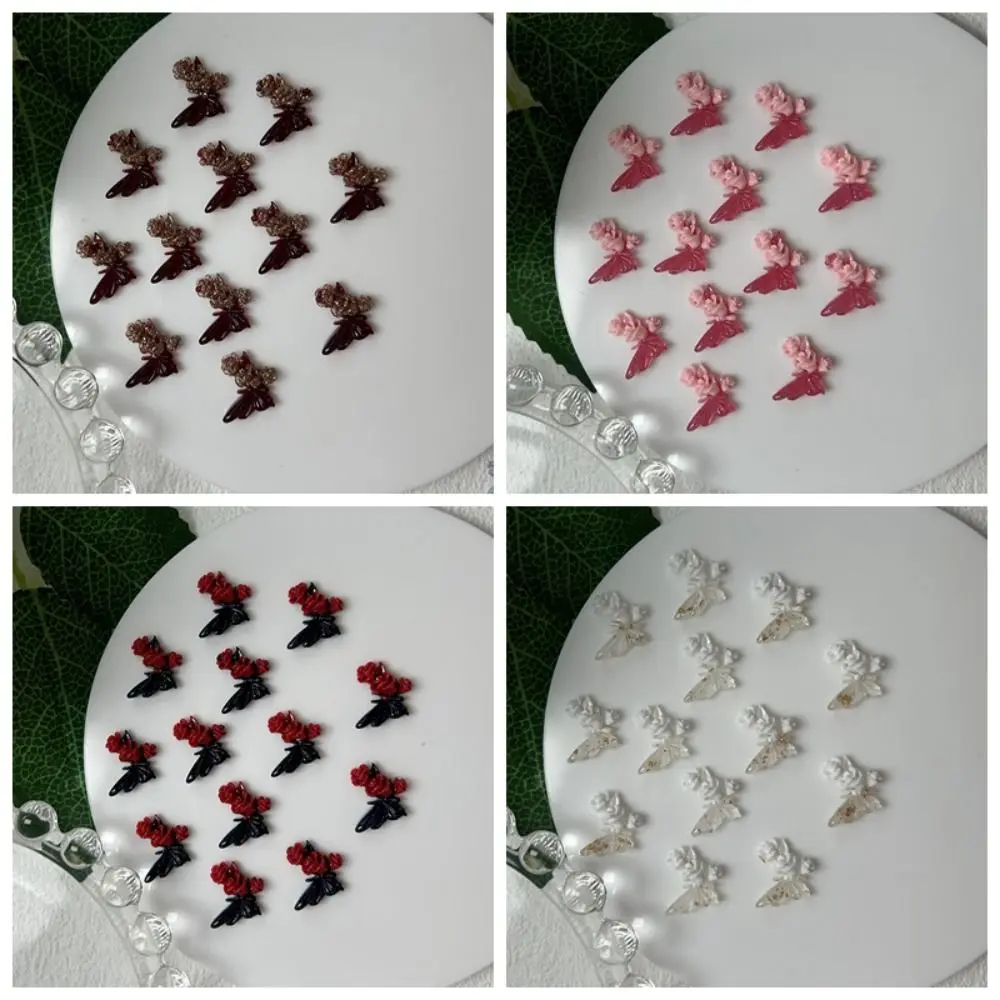 50 pçs puro tulipa borboleta arte do prego ornamentos sedutor resina flor borboleta acessórios que brilham no escuro brilhando