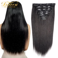 Doreen, máquina brasileña de cabeza completa, extensiones de cabello Remy con Clip, cabello humano 100%, postizo Natural Real, Clips en 120G, 14 a 22
