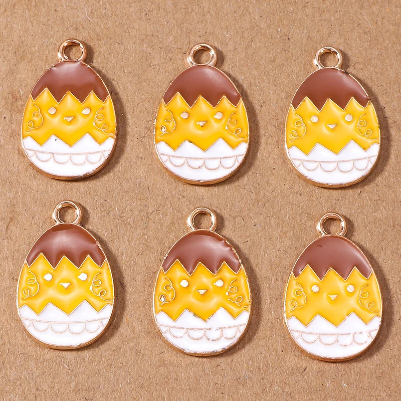 10 stücke Cartoon Emaille Tier Küken Ei Charme für Schmuck Machen Frauen Nette Tropfen Ohrringe Anhänger Halsketten DIY Handwerk Liefert – Detail 25