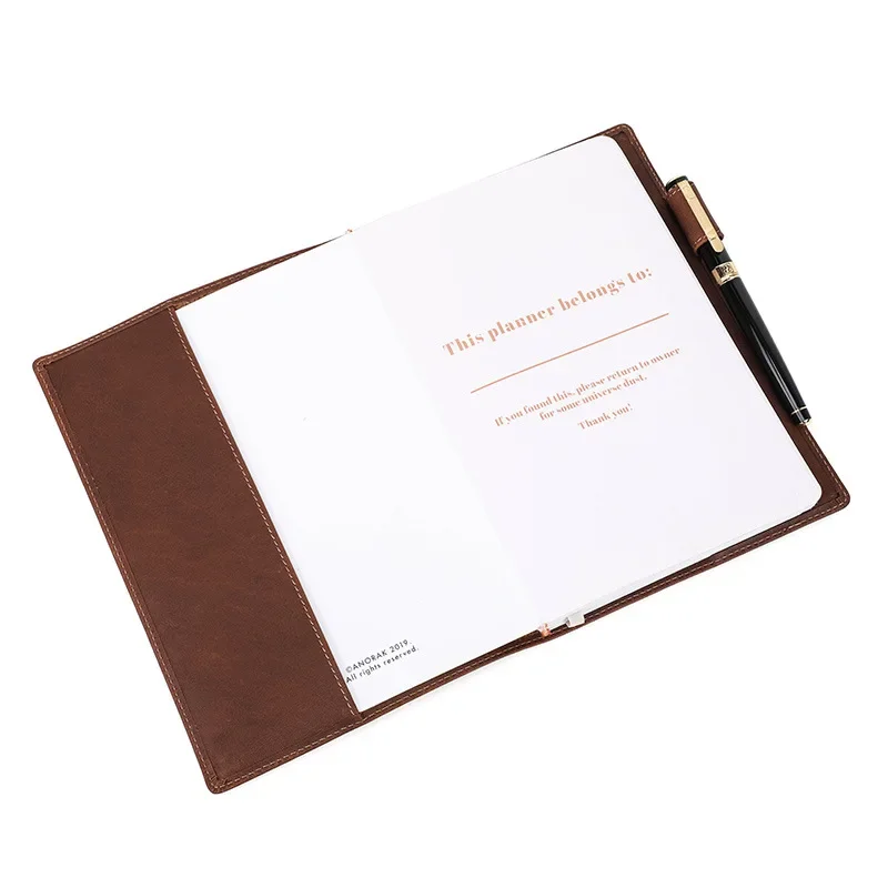 Leather Handmade A5/B5 Laptop Notebook Cover Genuine with Pen Slot Convenient for Business School Office Supplies Stationery