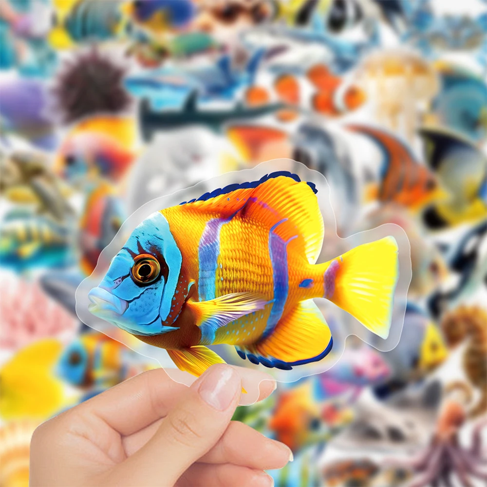 

10/30/50pcs Cool Cartoon Marine Animals Stickers Funny Graffiti Decal Toy DIY Suitcase Skateboard Transparent Decoration Sticker