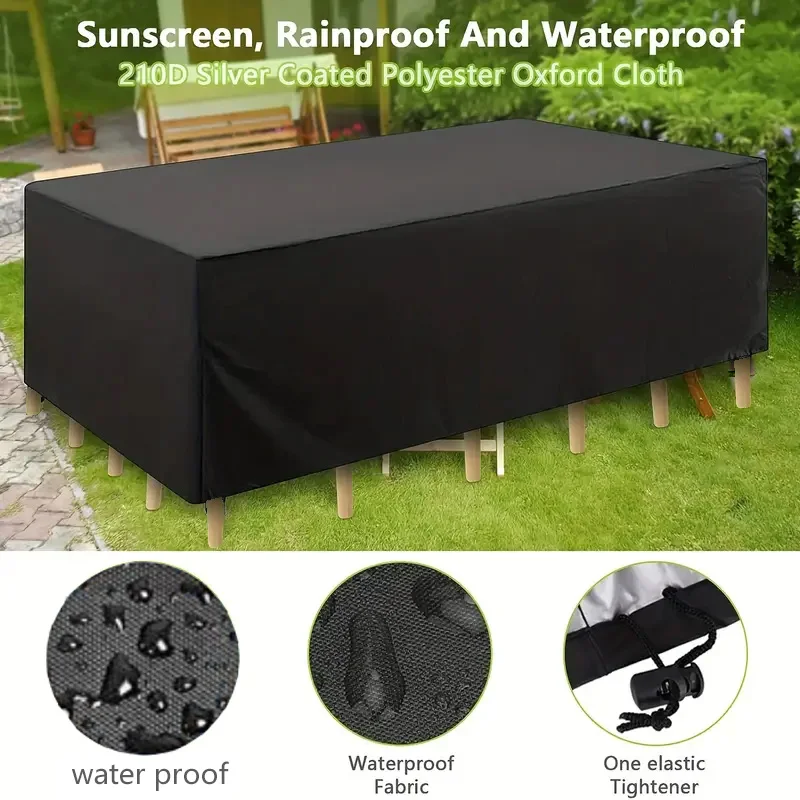 1 Piece Garden Furniture Cover Waterproof And Windproof Uv 210D Oxford Cloth Protective Cover For Garden Table