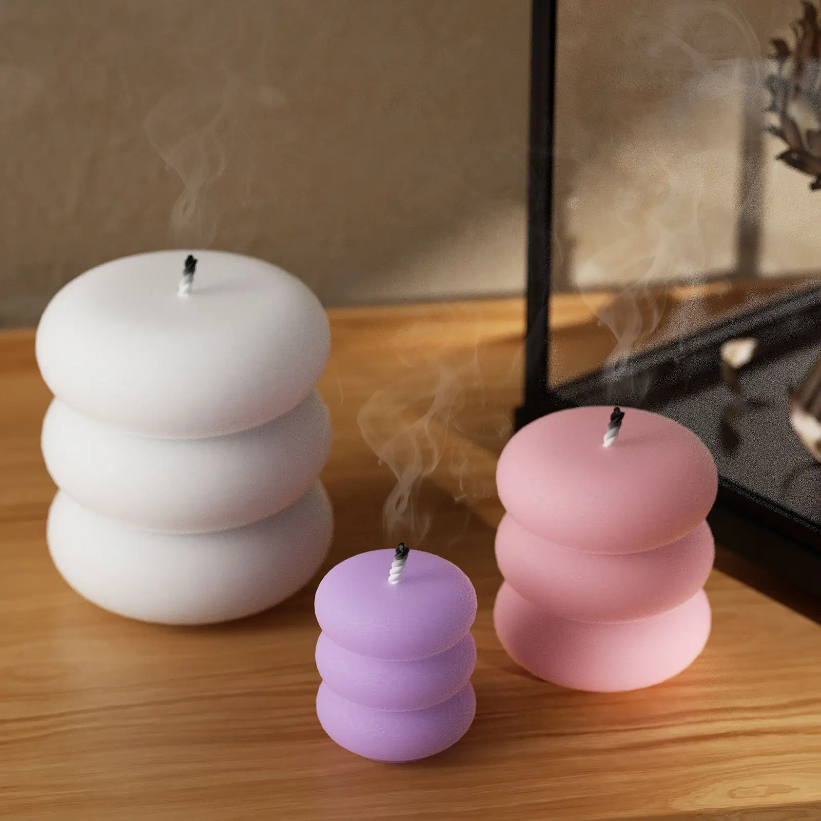 Casual Stacked Circle Cylindrical Scented Candle Silicone Mold Glue DIY Three-Layer Donut Plaster Ornament