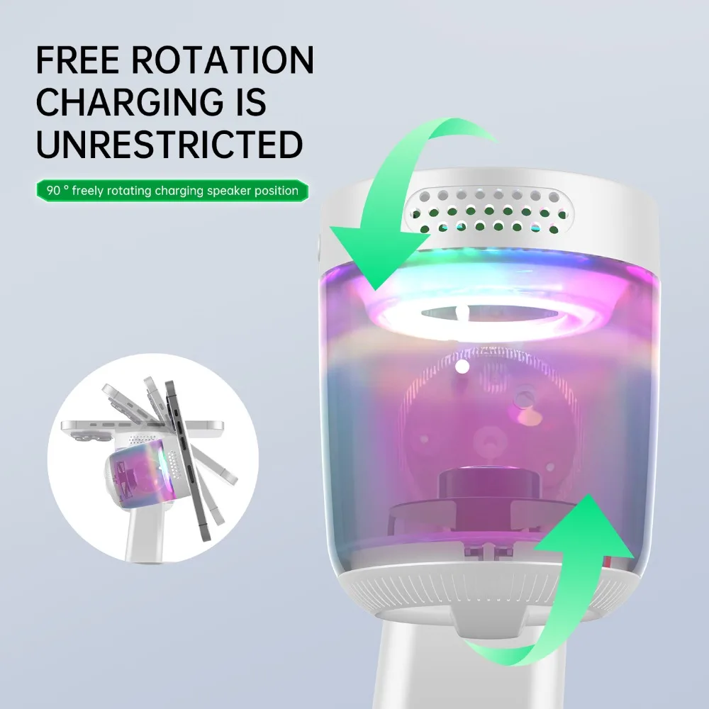 Qi2 25W RGB 라이트 마그네틱 무선 충전기 아이폰 17~12 애플 & 삼성 워치 & 에어팟 프로 고속 충전 블루투스 스피커 썸네일 5