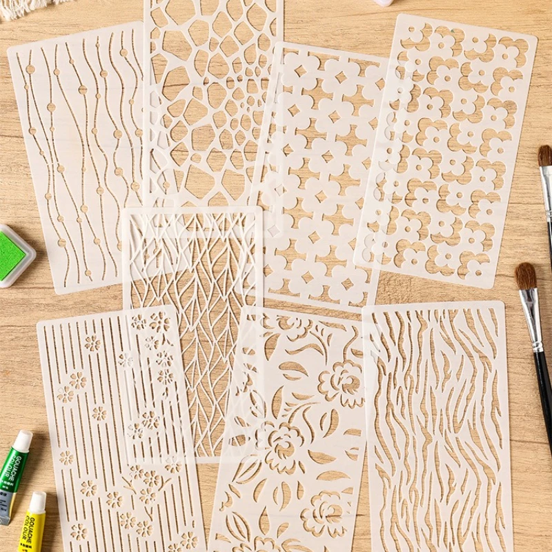 4pc/set Stencil Template Floral Pattern Design Hollow-out Drawing for Spray Painting Coloring Handwritten Posters Crafts Journal