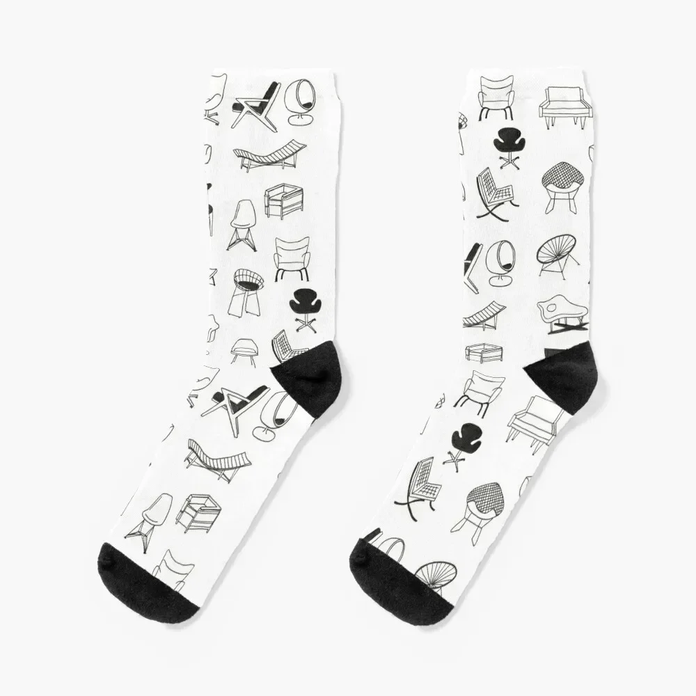 Mid Century Modern Chair Collection Socks hockey luxury cute Women Socks Men's