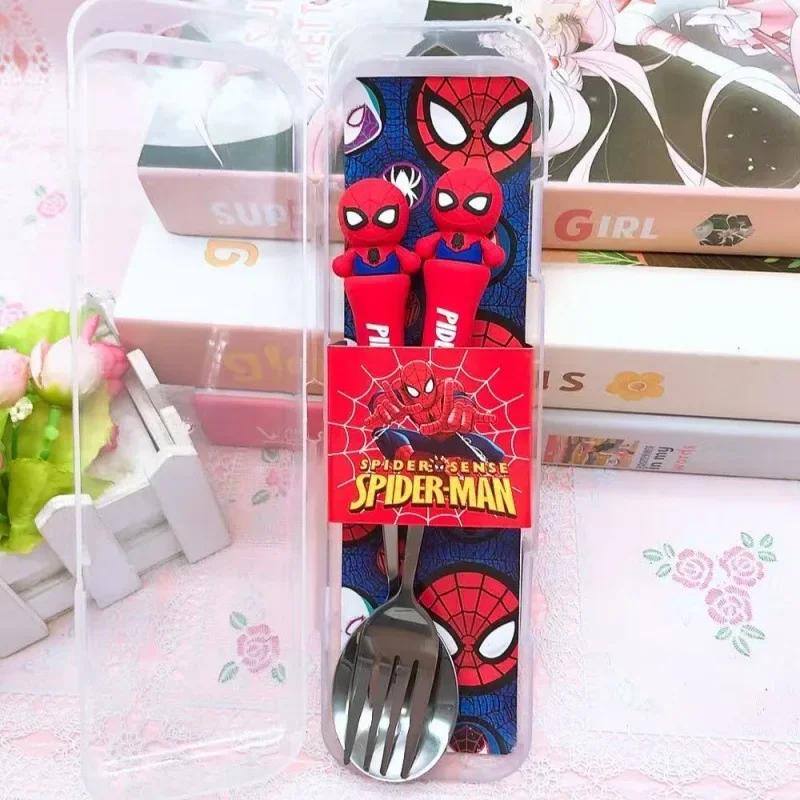Spider-Man 3D Handle Portable Kids Stainless Steel Spoon & Fork Cutlery Set, Children Holiday Gifts