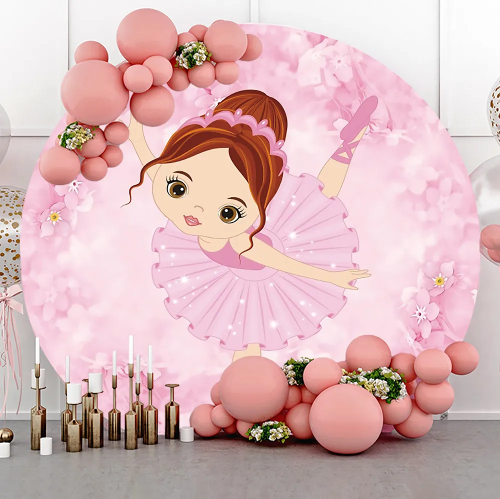 Baby Princess Birthday Round Backdrop Cover Swan Ballet Party Decor Photography Photographic Background Photocall Photo Studio