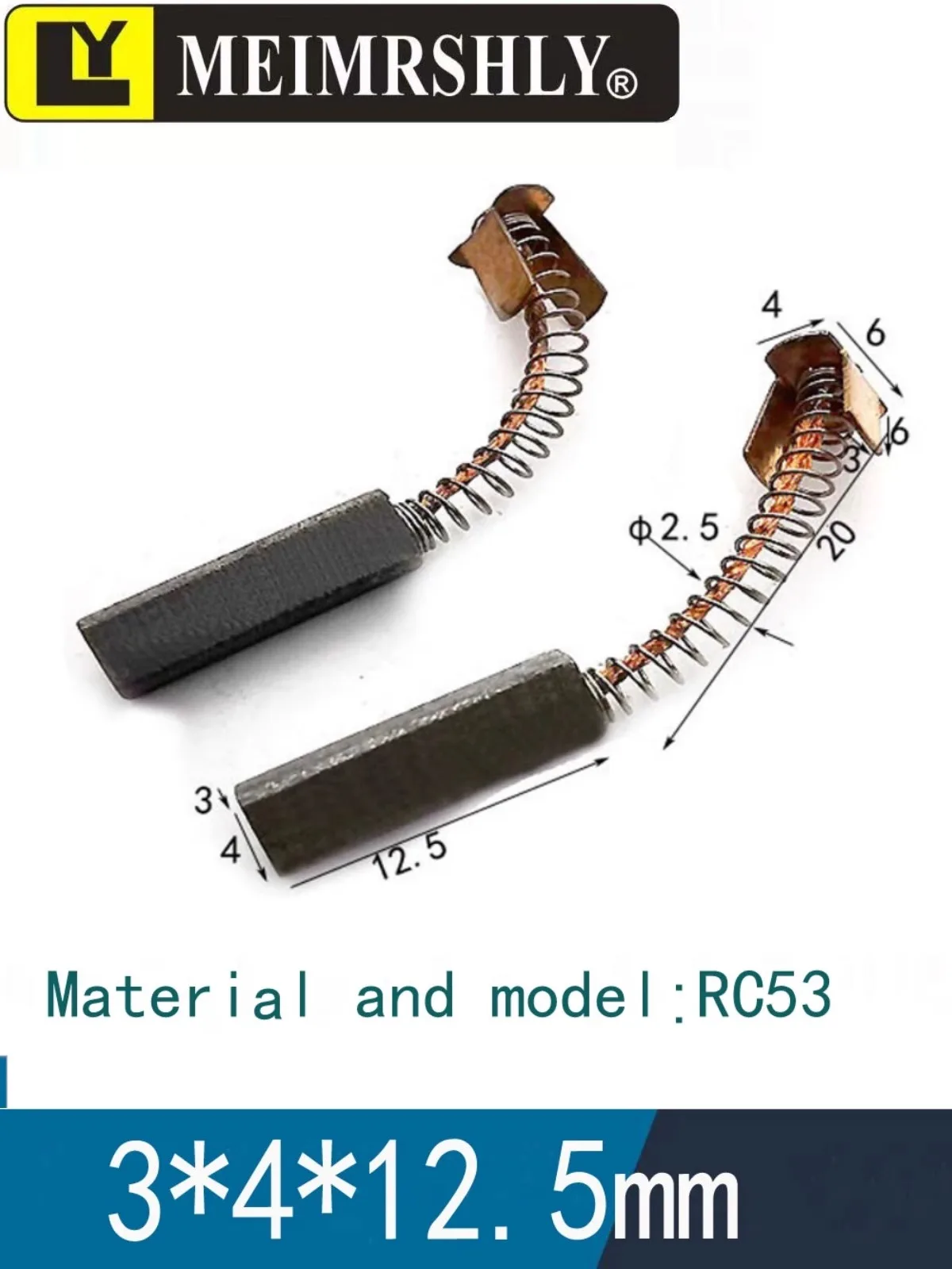 copper silver brush 2*3*4*13/ 3*6*20MM  Motor motor spring carbon brush DC motor