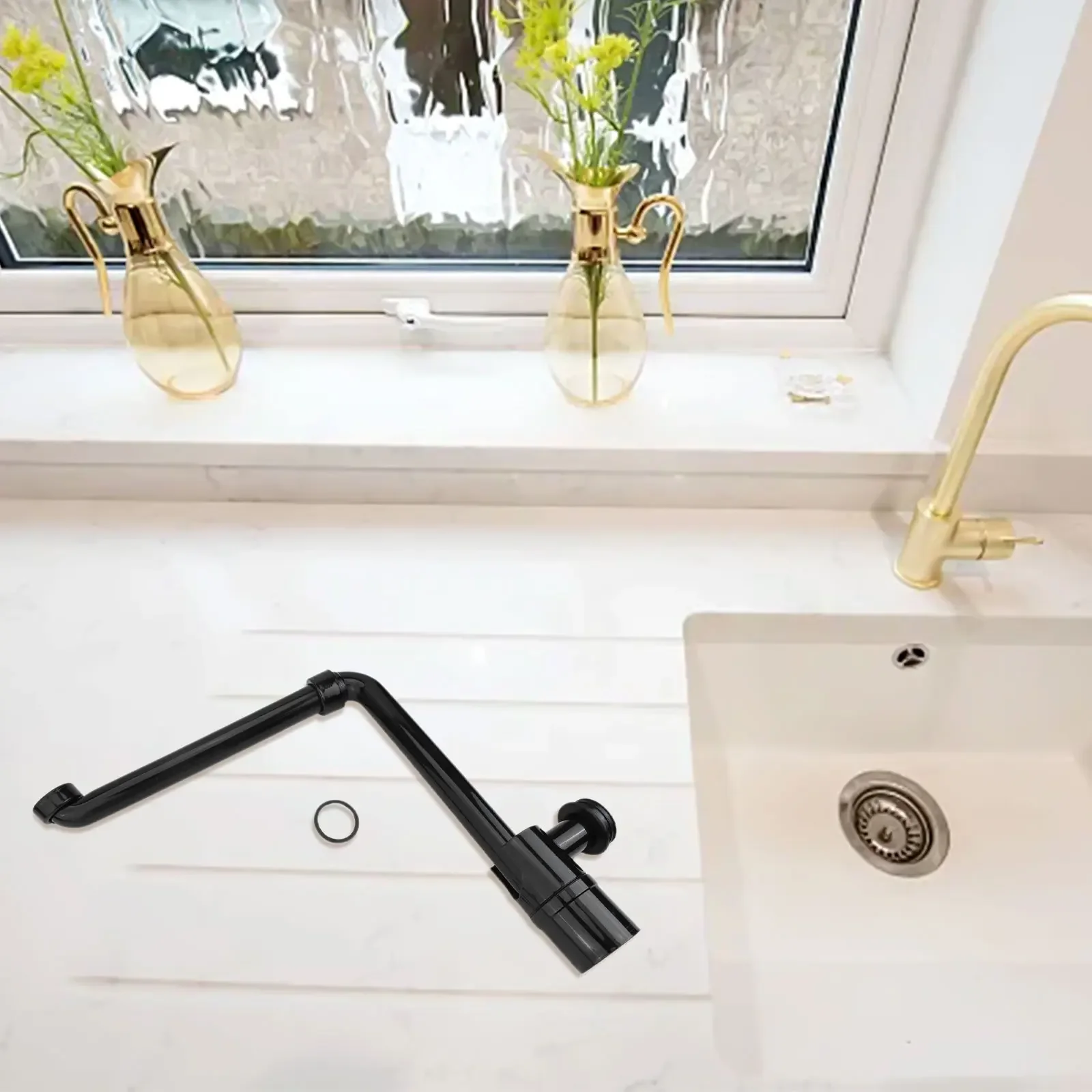 

Bathroom Siphon Trap 1 1/4 Inch Adjustable Washbasin Siphon High-quality Silicone Seal Threaded Connections Washbasin