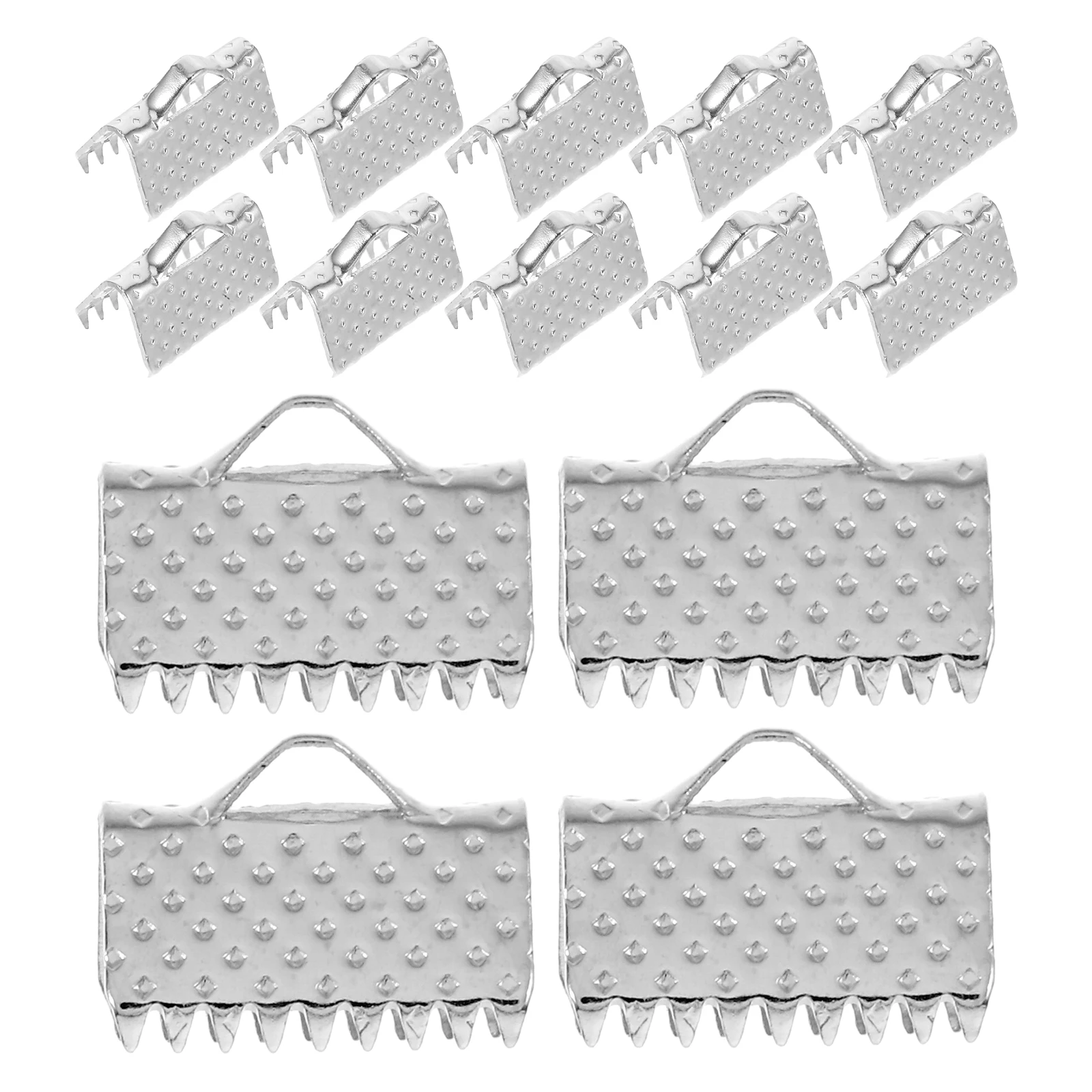 

100pcs 1Cm Plated Ribbon Ends Metal Fastener Clasps Textured Crimp End Cord Buckles Zipper Clips For Diy Jewelry Making Choker