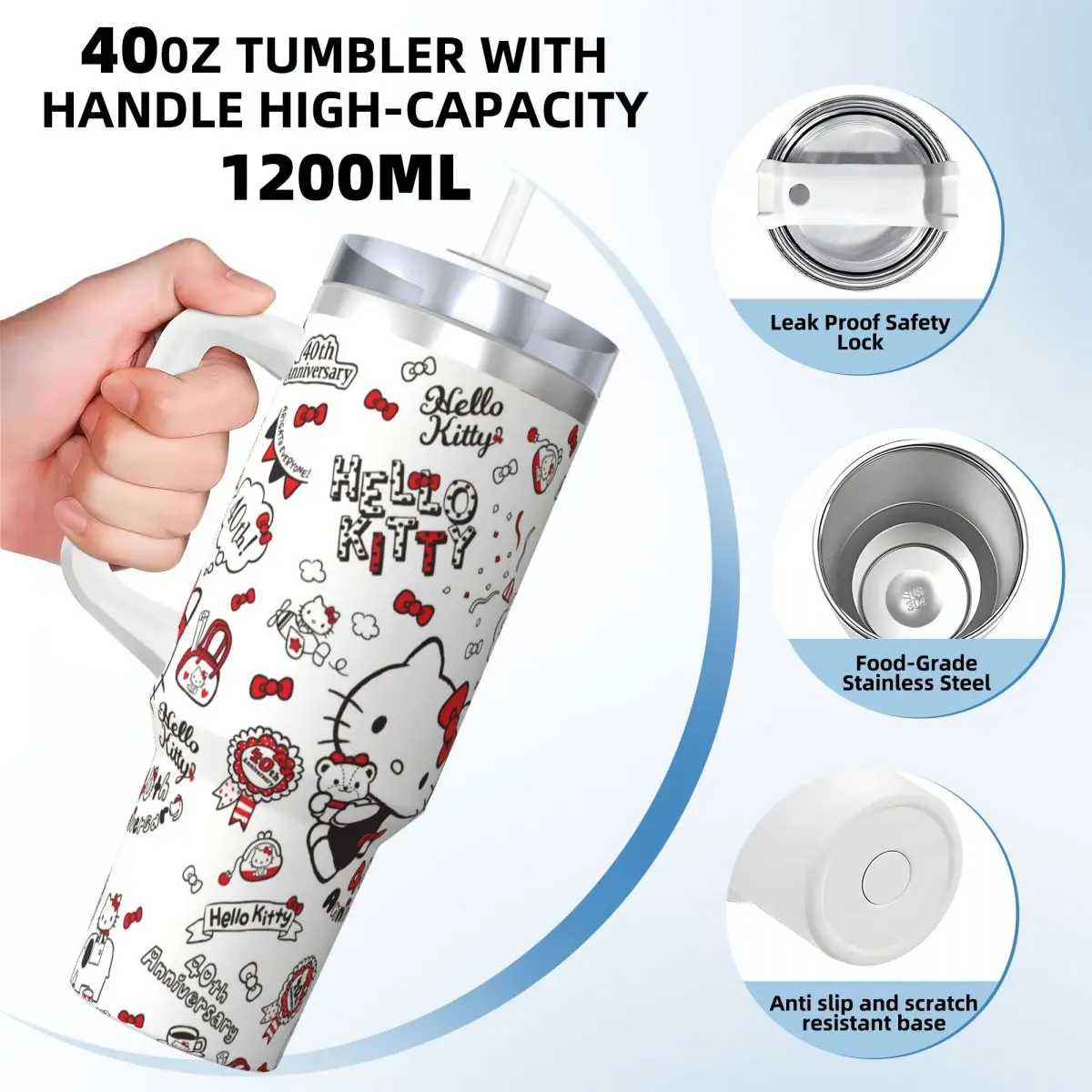 Japanese Sanrio Hello Kitty Tumbler Cute Cartoon Cat Cold and Hot Water Bottle Stainless Steel Coffee Mug Travel Mugs Cup