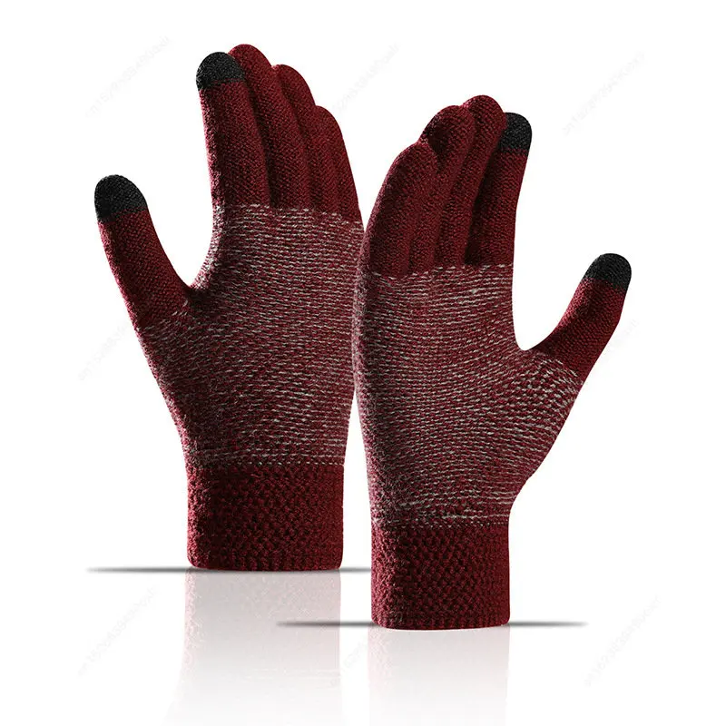 ใหม่2022ชายฤดูหนาวถักถุงมือหน้าจอของผู้ชายที่มีคุณภาพสูง Mitten Thicken อบอุ่นแคชเมียร์สีทึบนักธุรกิจผู้ชายถุงมือฤดูใบไม้ร่วง