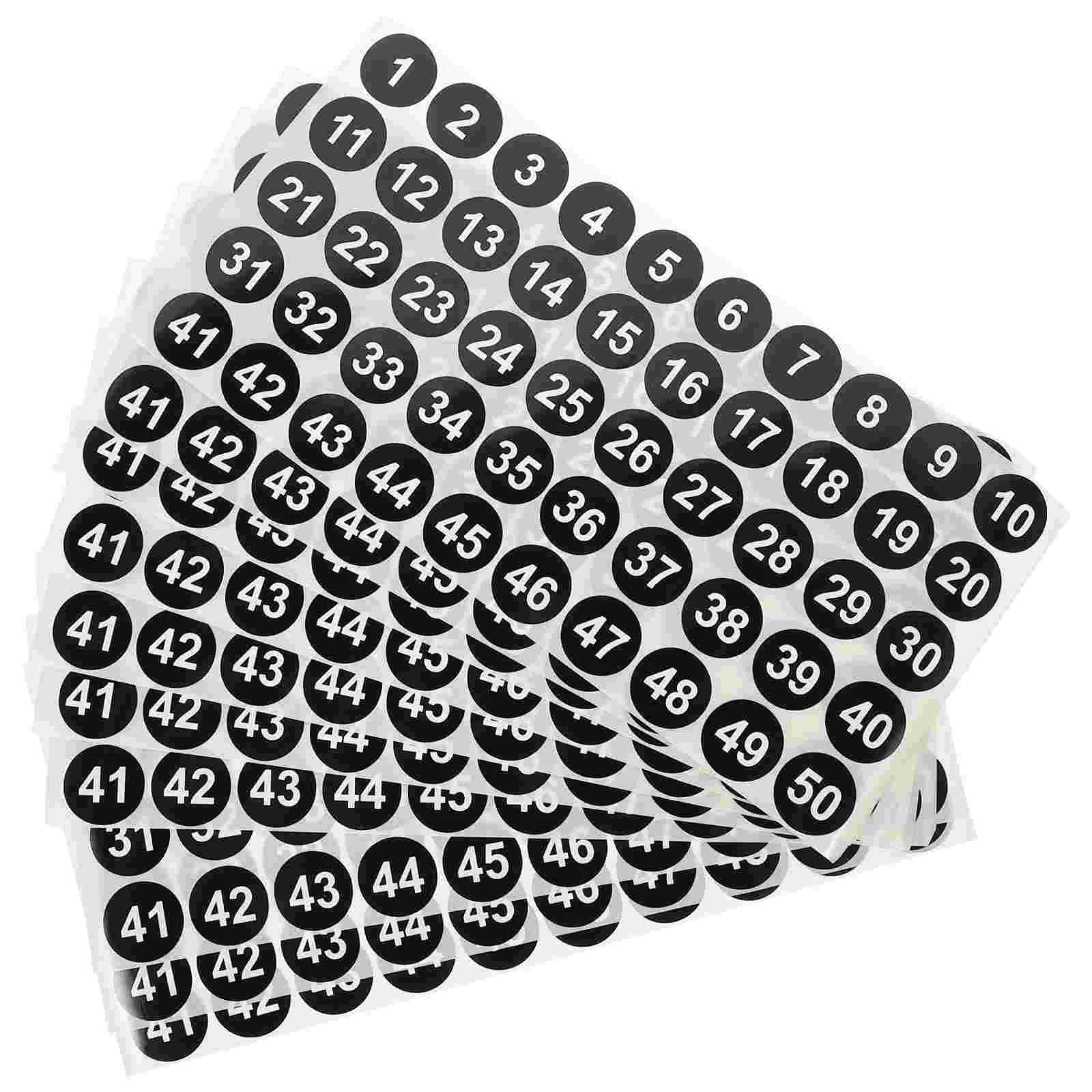 10 Vellen Nummer Sticker Genummerd Etiketten Ronde Stickers Voor Classificatie 1-50 Ronde Seriële Inventaris Lijm Gecoat Papier