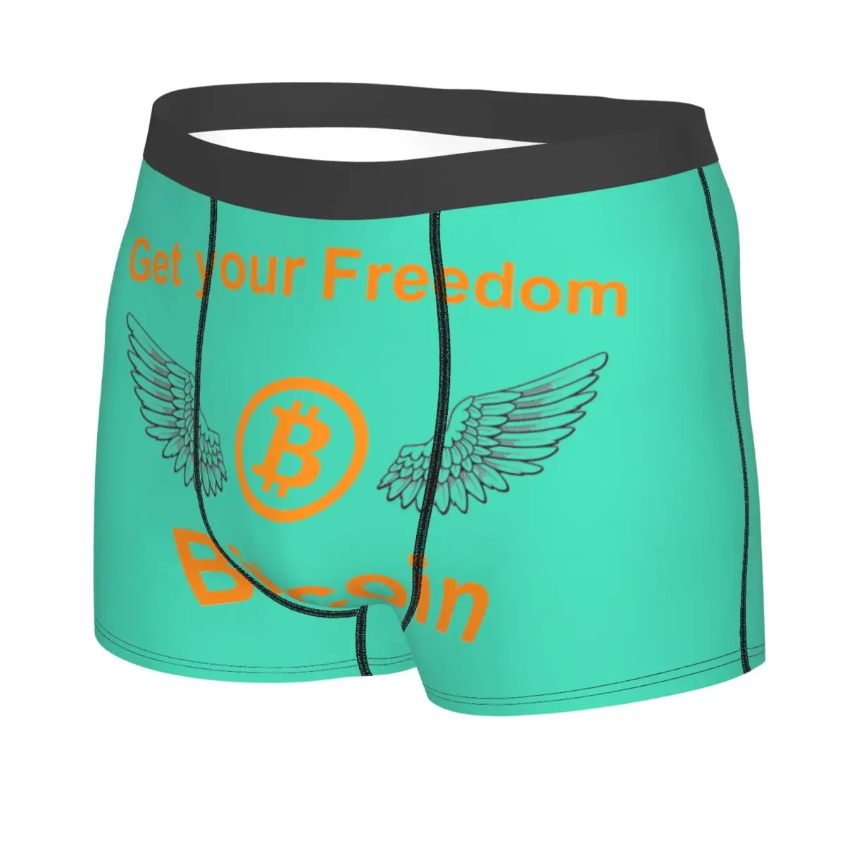 Custom Bitcoin Get Your Freedom Underwear Male Print BTC Crypto Coins Boxer Briefs Shorts Panties Soft Underpants