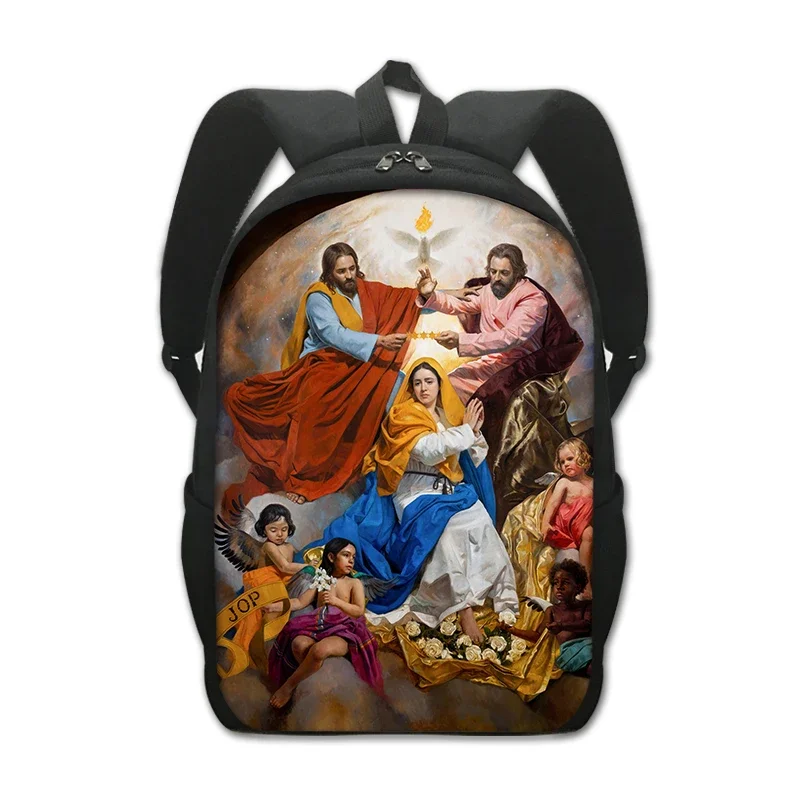 Bolsas escolares temáticas cristãs para meninos e meninas, mochila de Jesus, bolsas escolares para estudantes do ensino fundamental, viagens, caminhadas, acampamento, mochila impressa 3D, 16 polegadas