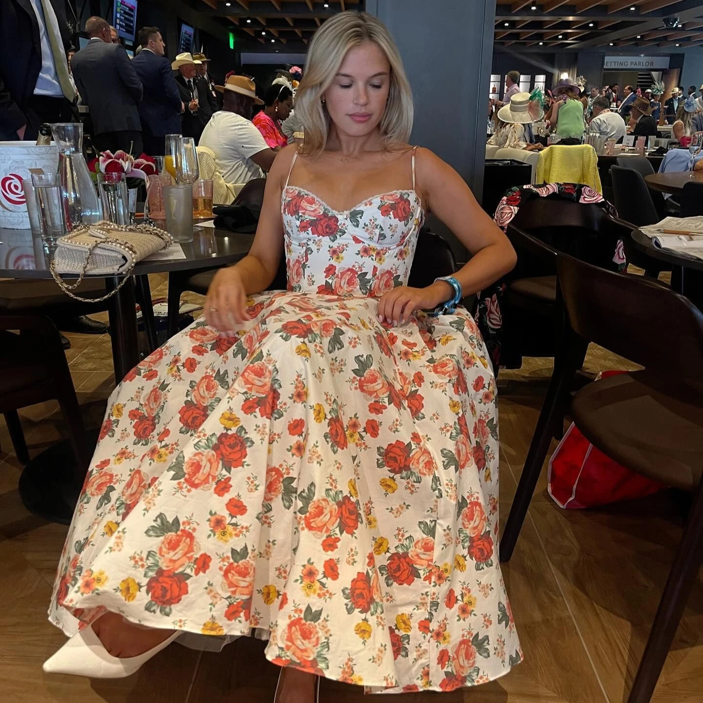 Suninheart Sommer-elegantes Midikleid mit Spaghettiträgern, 2025, Blumendruck, Tüllkleid, sexy Korsettkleid für Hochzeitsgäste, Party