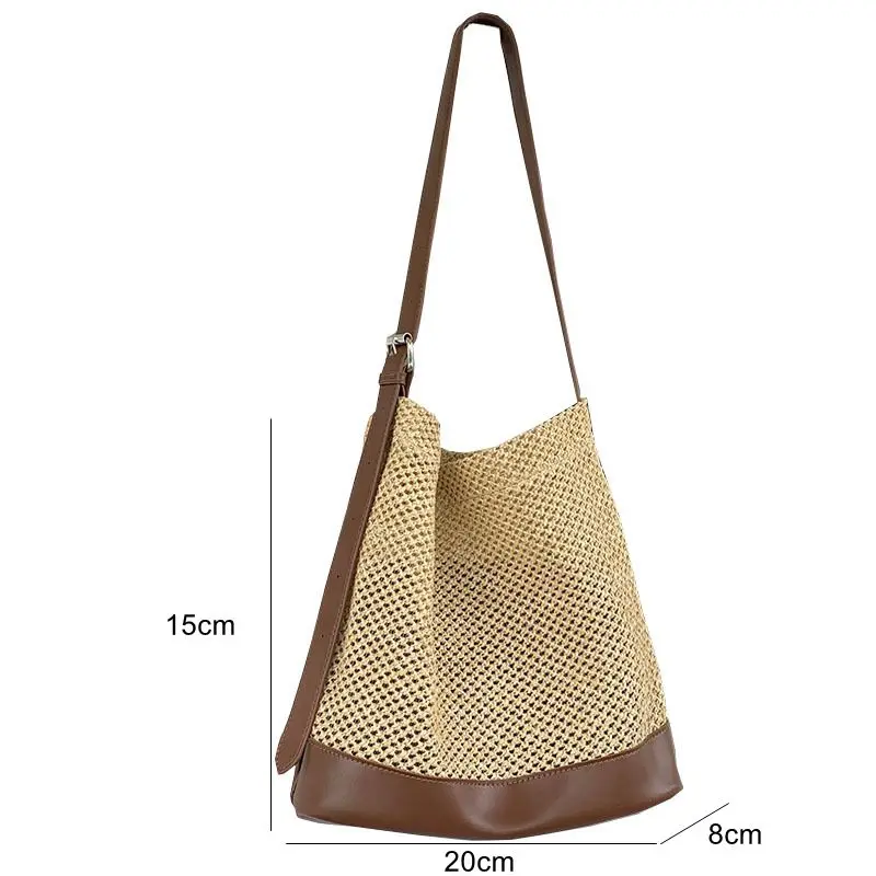 Summer Woven Bag Versatile Women\'s 2023 New Korean Version Fashion Casual Large Capacity Commuter Shoulder Bag Wholesale