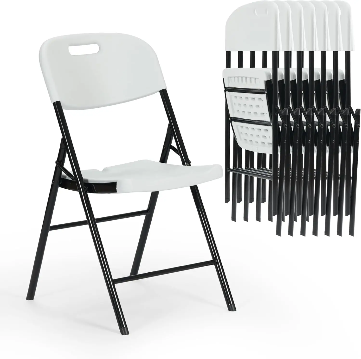 最も人気のあるリアルリラックスポータブルハンドル耐久性のある6個パックガーデンイベントオフィス白いプラスチック折りたたみ椅子