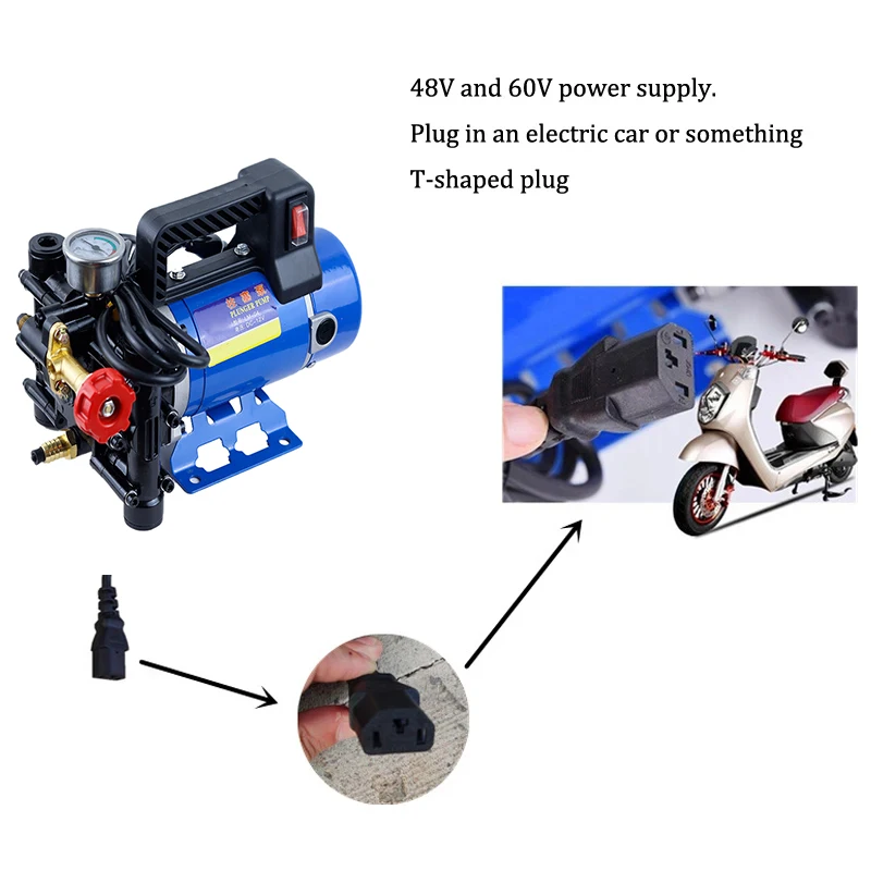 200W Agricultural Electric High Pressure Pump / Garden Tools Spraying Watering Car Wash Irrigation Double Cylinder Piston