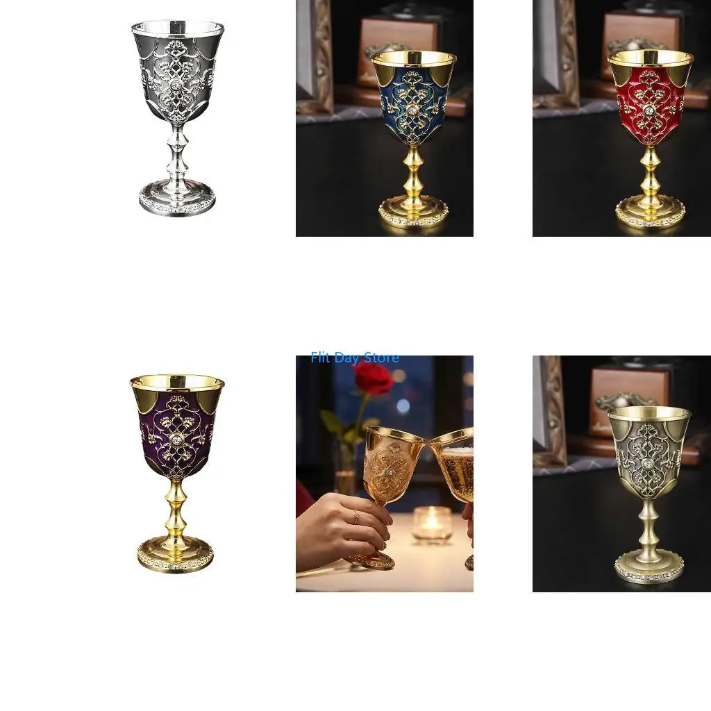 F92C Elegant Goblet Cups Metal Champagne Glass Crystal  Accented Embellishments