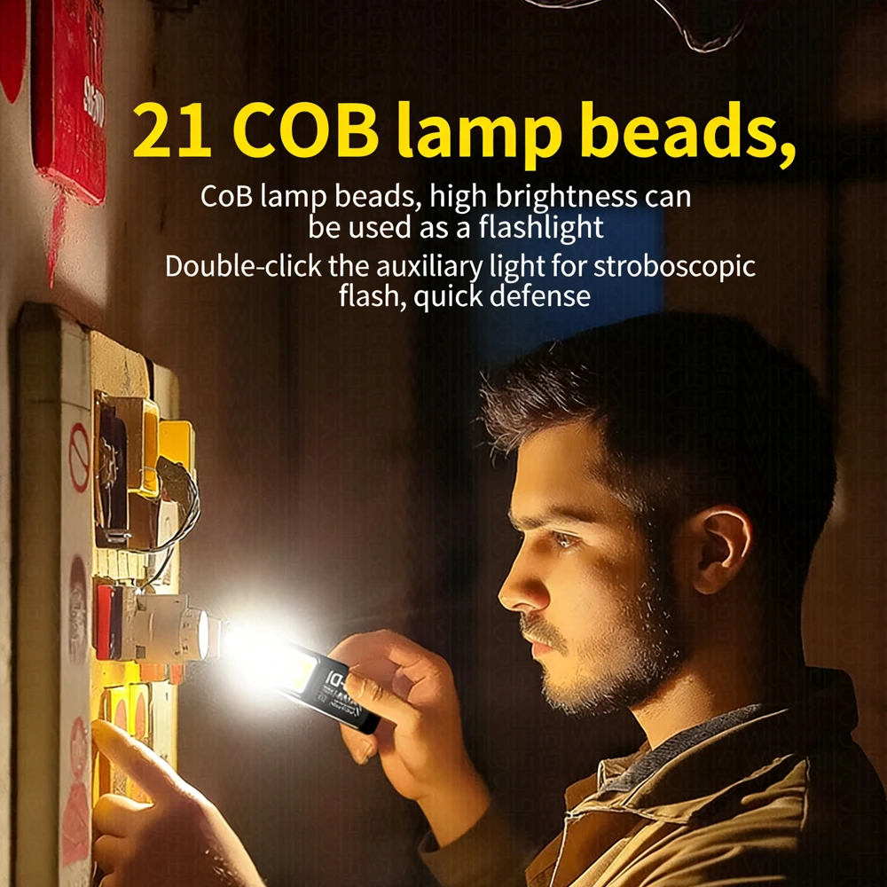 

Mini COB LED Flashlight USB C Rechargeable Powerful Work Light with Clip Magnet Waterproof EDC Camping Walking Pocket Lamp