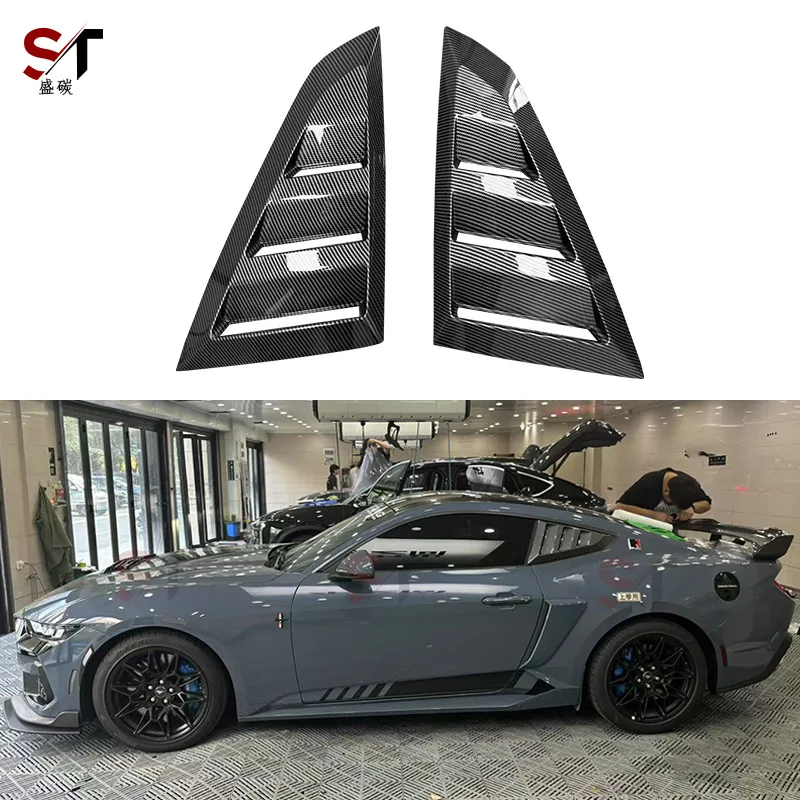 

Подходит для 2024 + Ford Mustang, жалюзи из углеродного волокна, боковая треугольная отделка окон, трендовая наклейка, модификация