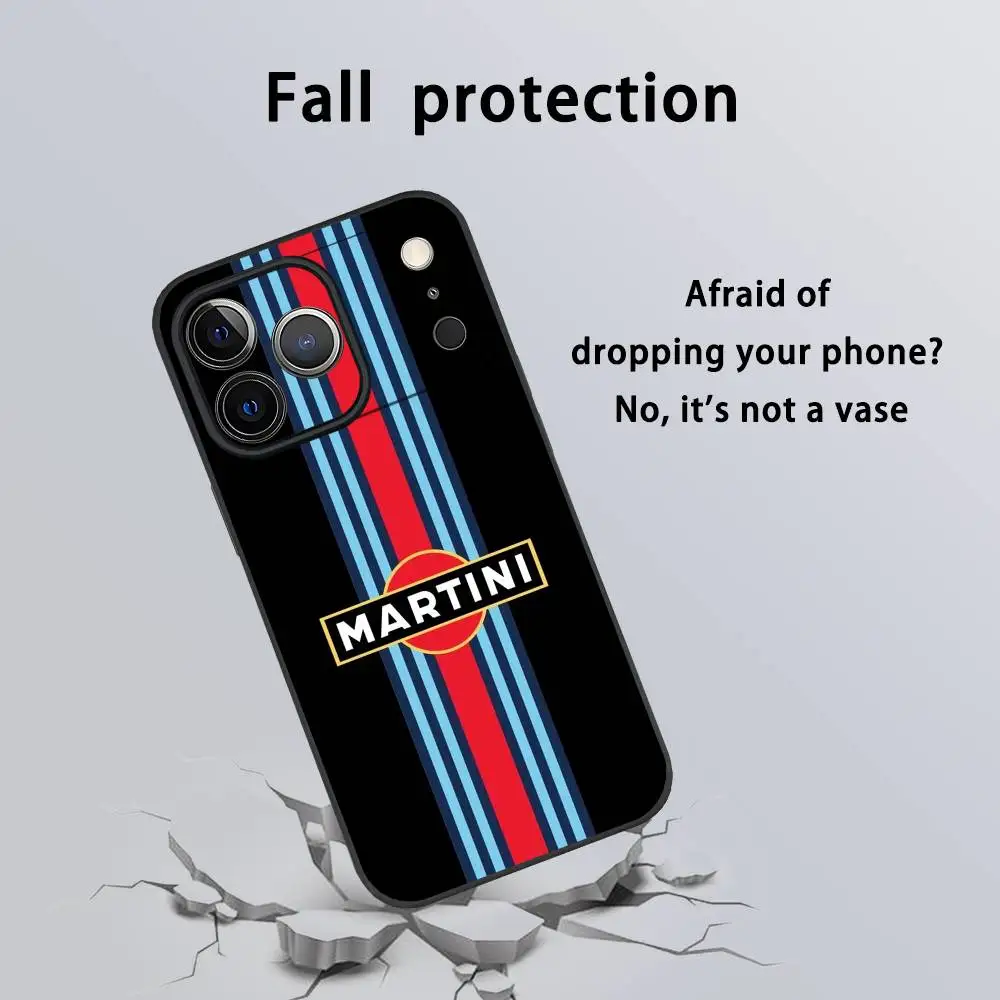 Mode Mooie M-MARTINli-ses Telefoon Case Voor IPhone 17 16 15 14 13 12 11 Pro max Plus Mini Zwart Frosted Soft Shell Funda