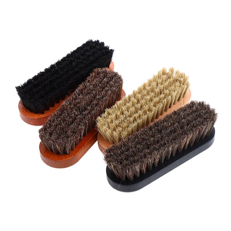 Brosse à chaussures en bois de crin de cheval avec poignée Prada, détails du tableau, polissage et livres, soin des chaussures en cuir, 1PC