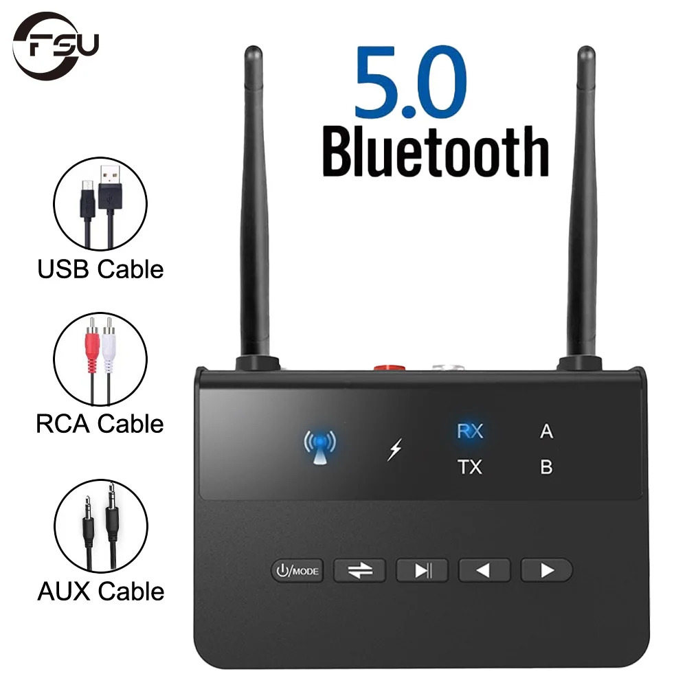 

Беспроводной передатчик-приемник Bluetooth 5.0 (BT5.0) 2026 с поддержкой aptX LL, AAC, SBC, RCA и 3,5 мм Aux для ПК, ТВ, наушников