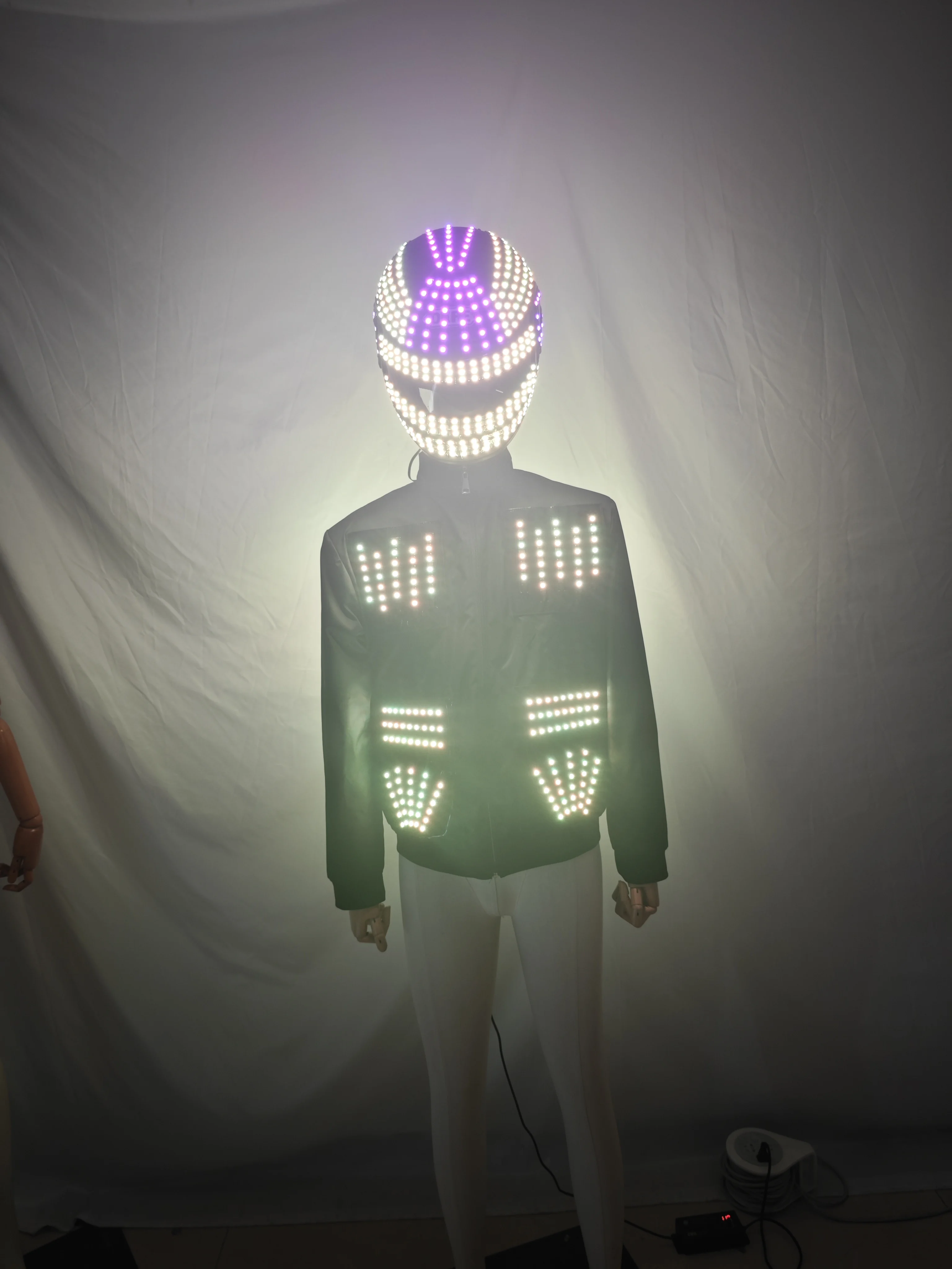 LED Robot Jacket Helmet Luminous Glowing Up Costume LED Dancing Show Stage Performance Events Suit