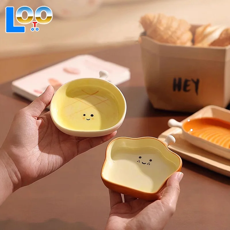 Keramik Brot Platte Nette Croissant Muster Dessert Platte Hause Kreative Platte Keramik Gewürz Platte Dip Platte