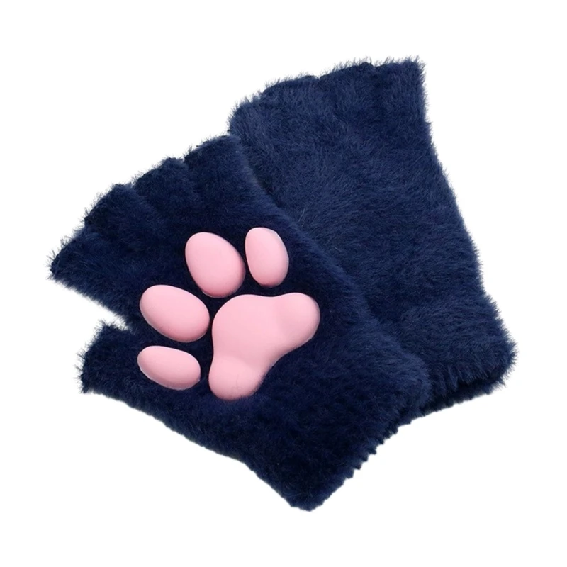 Gants en peluche en forme de patte de chaton de dessin animé, mitaines d'Halloween, mancommuniste en fourrure, cosplay unisexe, fête des carnavals