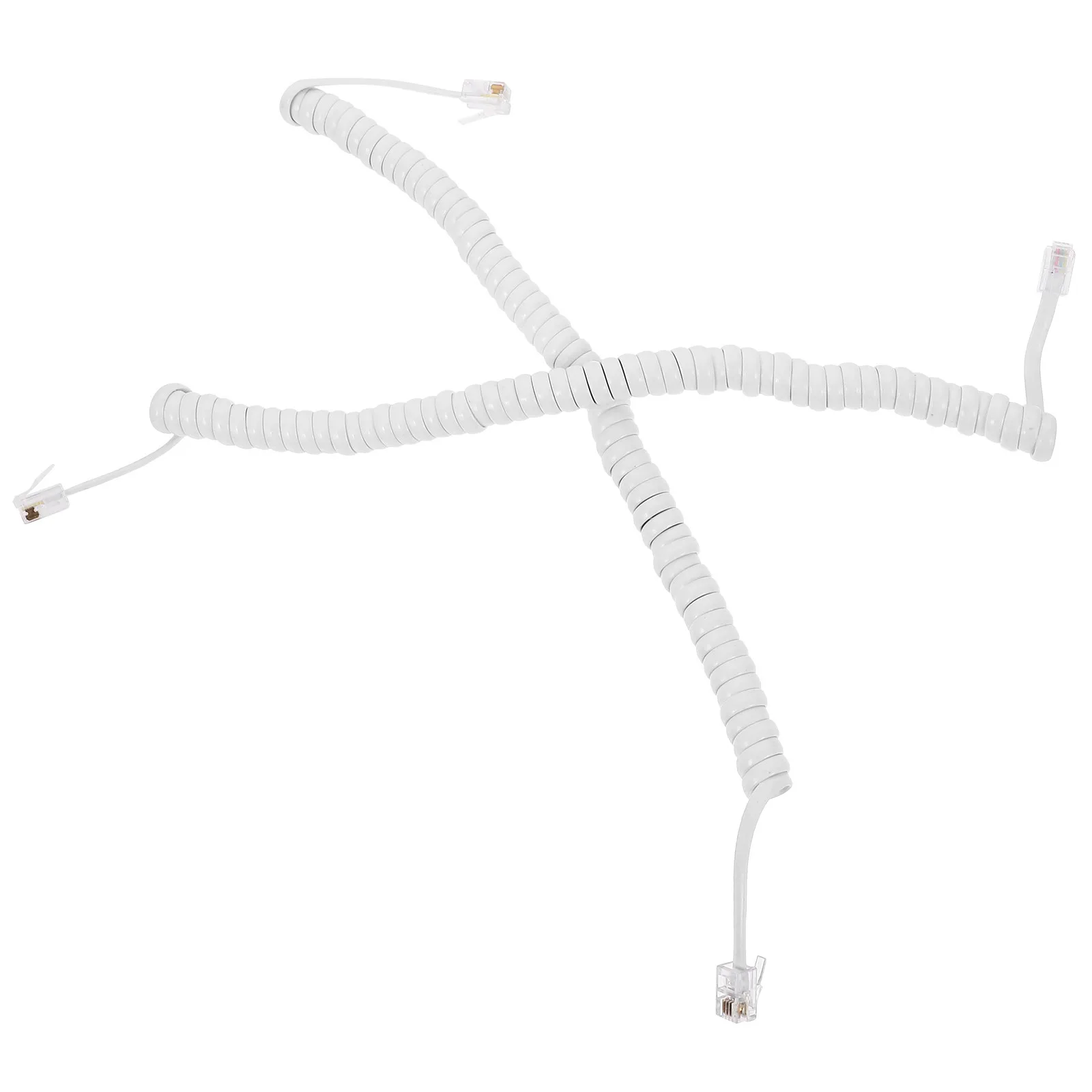 2pcs Telephone Cable High Elasticity Coiled Cord for Landline Phone Stable Signal Transmission Durability Soft