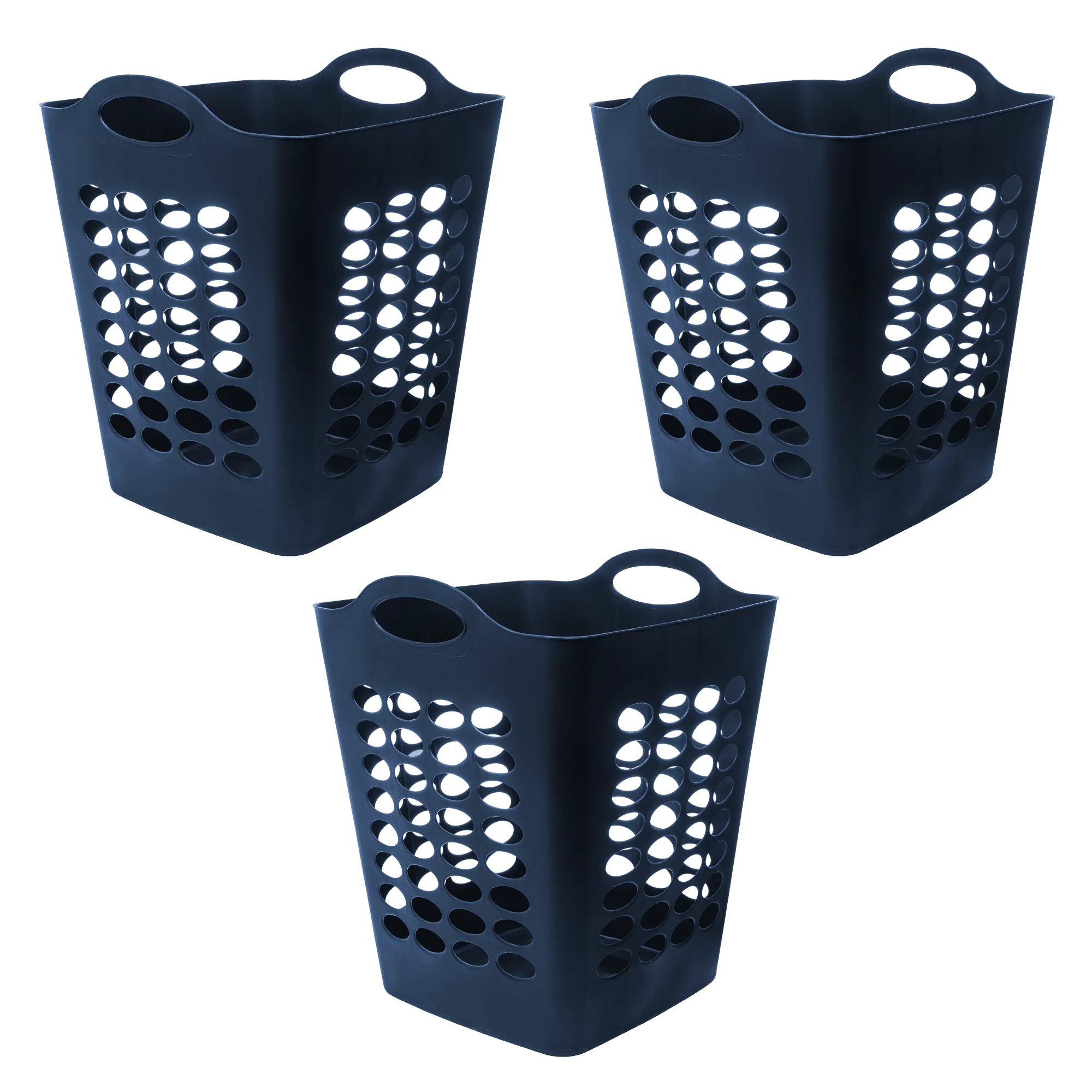 

Flexible Plastic Laundry Hamper, 3 Pack, Stadium Blue