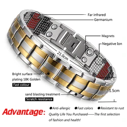 RainSo Men's Bracelet Popular Fashion Dropshipping Bracelets & Bangles Charm Germanium Magnetic Power Health Titanium New 2023