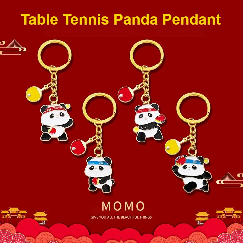 

Table Tennis Keychains Ping Pong Souvenir Gift Cute Panda Sports Bag Charm Pendant Fashion Handbag Backpack Key Accessories