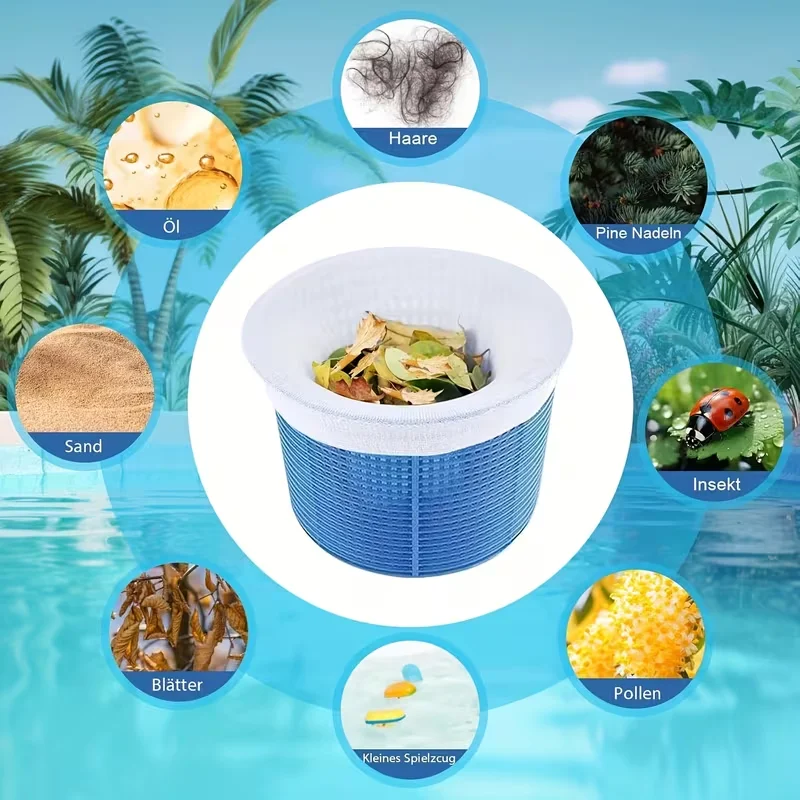 30 sets of reusable pool debris removal nets, used for removing floating debris, silt and insects as a filtering protective net