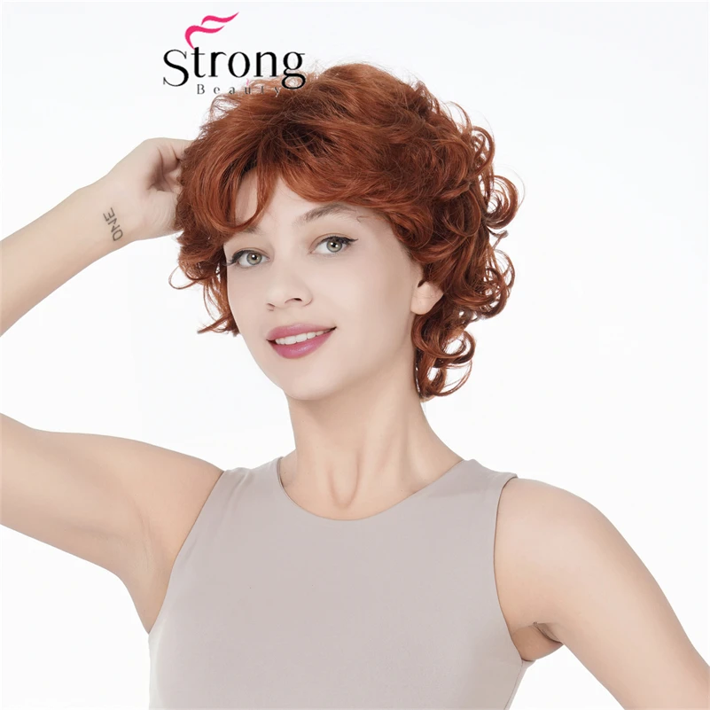 Short Copper Red, Blonde,Golden Thick Fluffy Full synthetic Wig