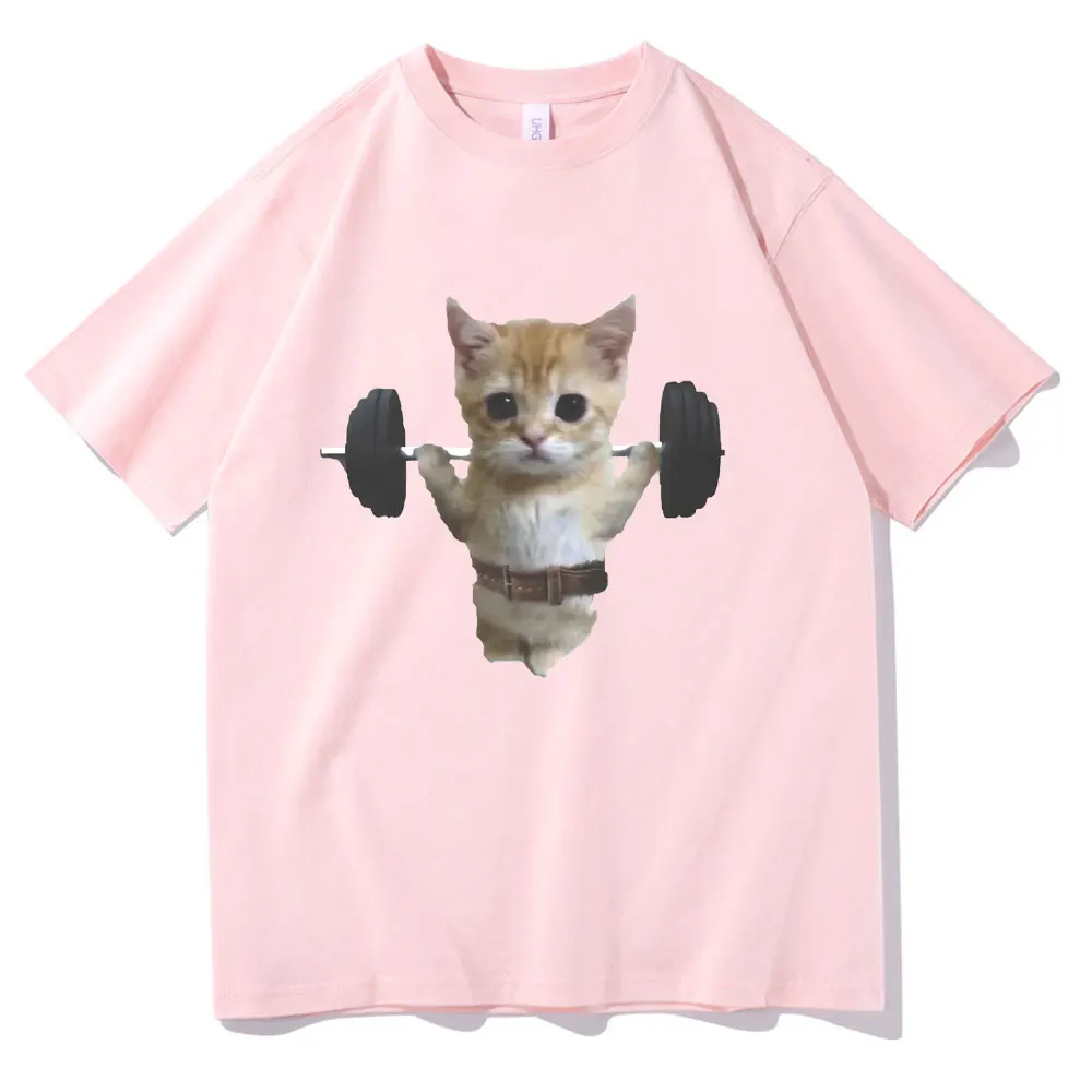 Gym Cat Sam Sulek Funny T Shirts Men Women Cute Kawaii Fitness Pump Cover T-shirt Male Oversized Pure Cotton Tshirt Short Sleeve