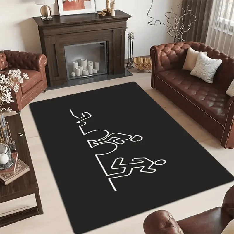 Funny Stick Figure Falling Stairs Door Mat, Novelty Black Entrance Floor Rug, Prank Joke Home Decor Carpet multiple sizes