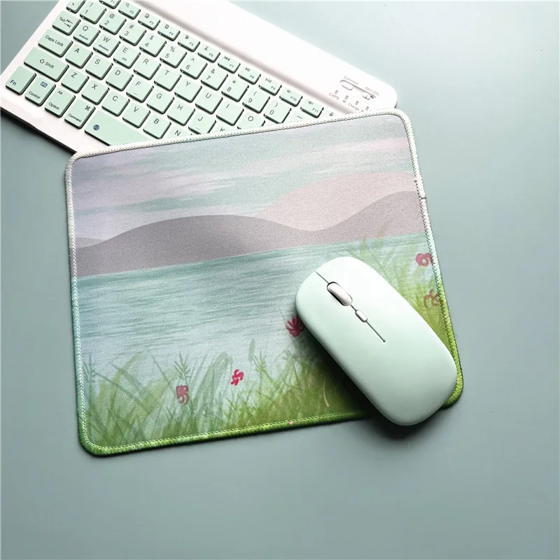 Mouse Pad Green Leaves Deskpad Mouse Mat Small Fresh Mausepad Cartoon Surface for the Mouse Premium Office Accessories for Desk