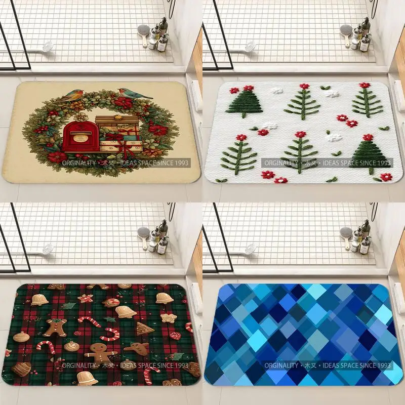 

Christmas Wreath Pattern Mat Living Room Decoration Home Sofa Non-Slip Carpet Study Bedroom Tatami Children'S Soft Floor Mat