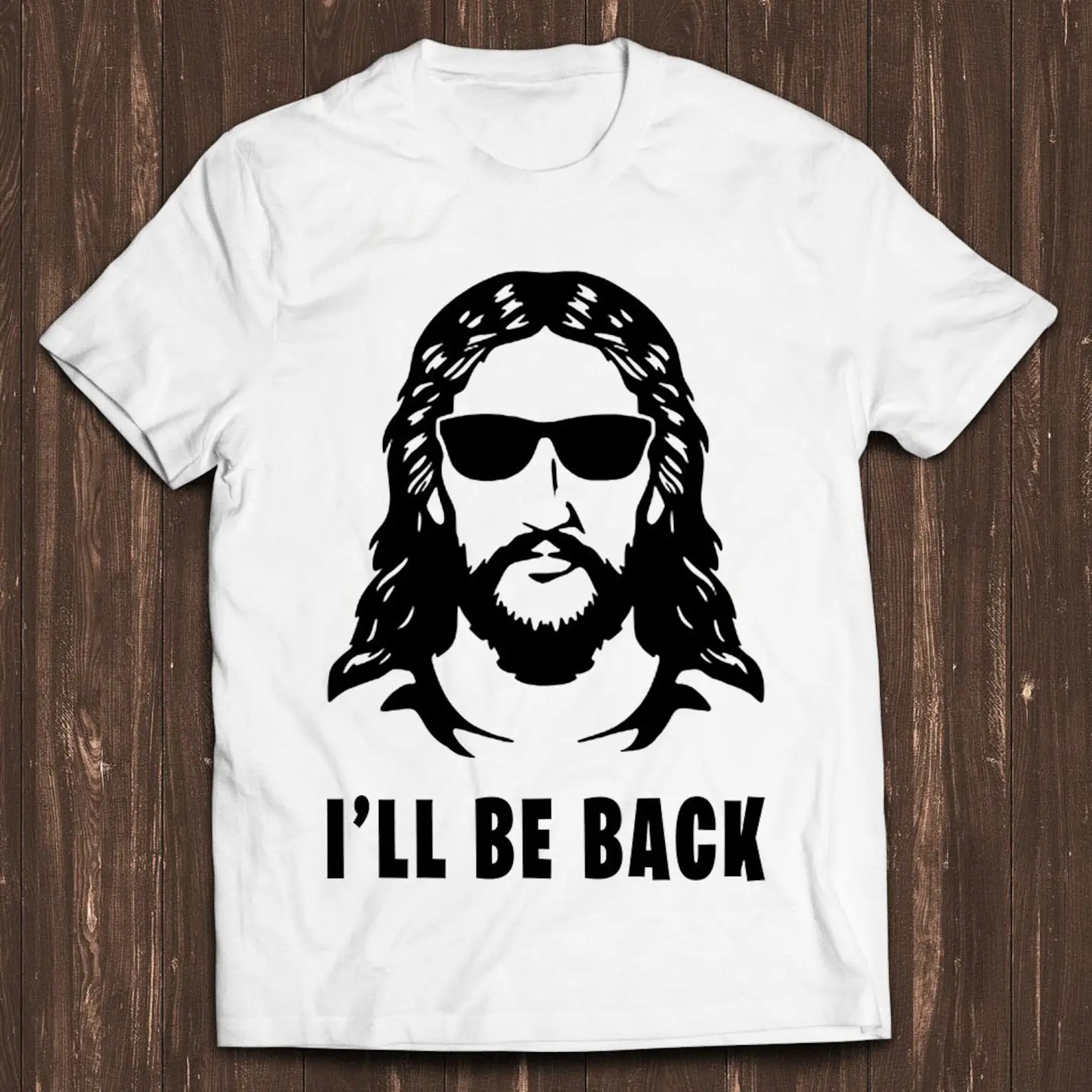 Jesus I 'll Be Back Bible Christ Face Cl ic Retro Film Gamer Cult Meme Movie Music Cool Gift Tee T Shirt C7252