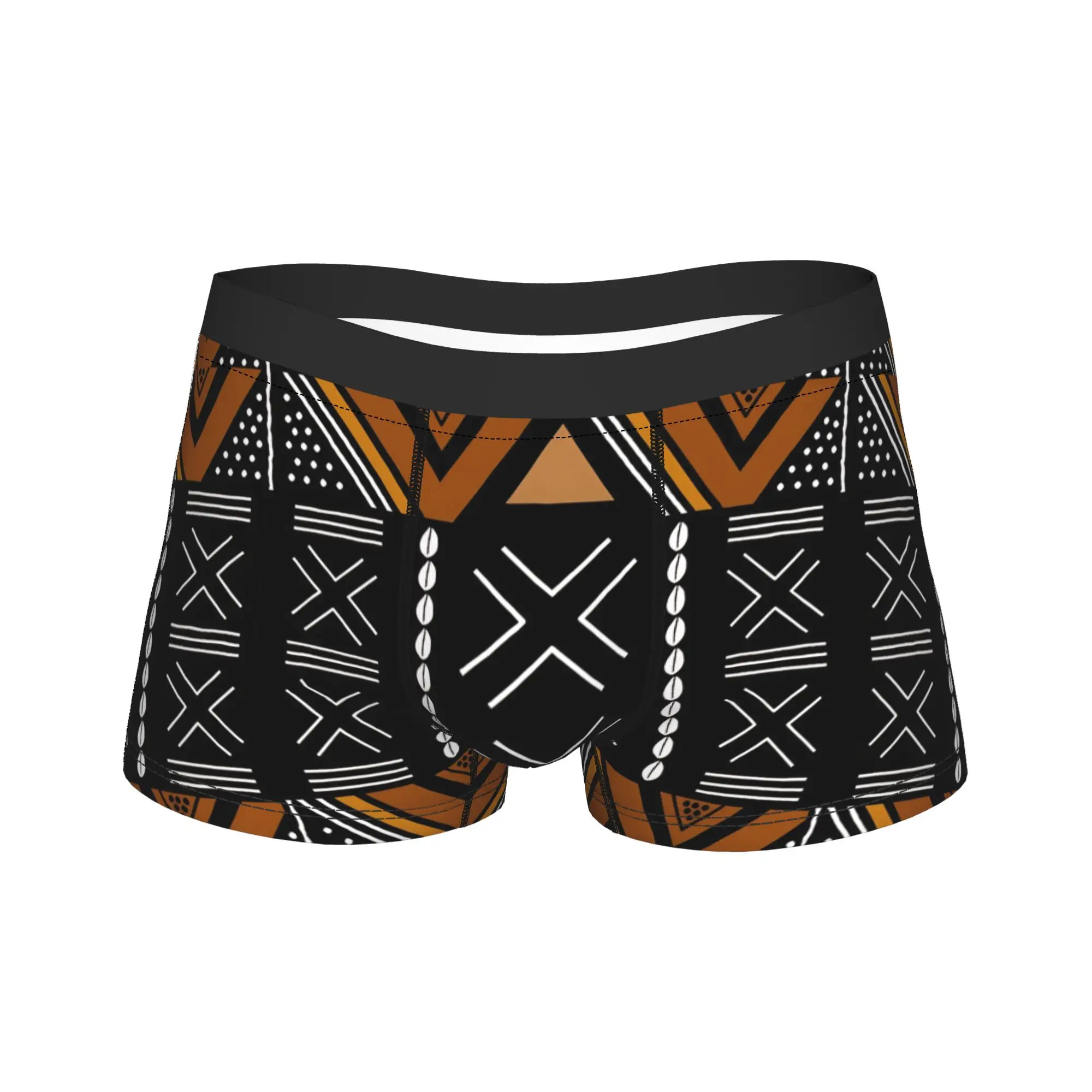African Mud Cloth Bogolan Boxershorts  3D Pouch Underwear Quality Print Boxer Brief Novelty Male Underpants Plus Size 2XL