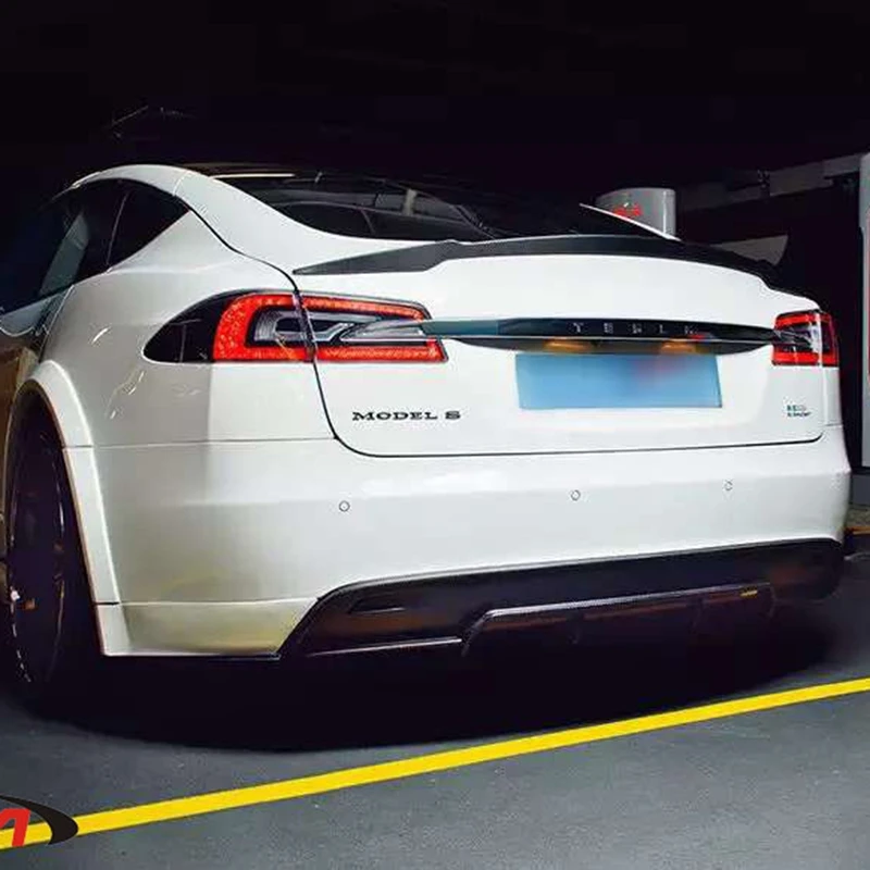 For Tesla Model S 2015-2017 Rear Wing Spoiler, Trunk Boot Wings Spoilers carbon fiber 3M Paste