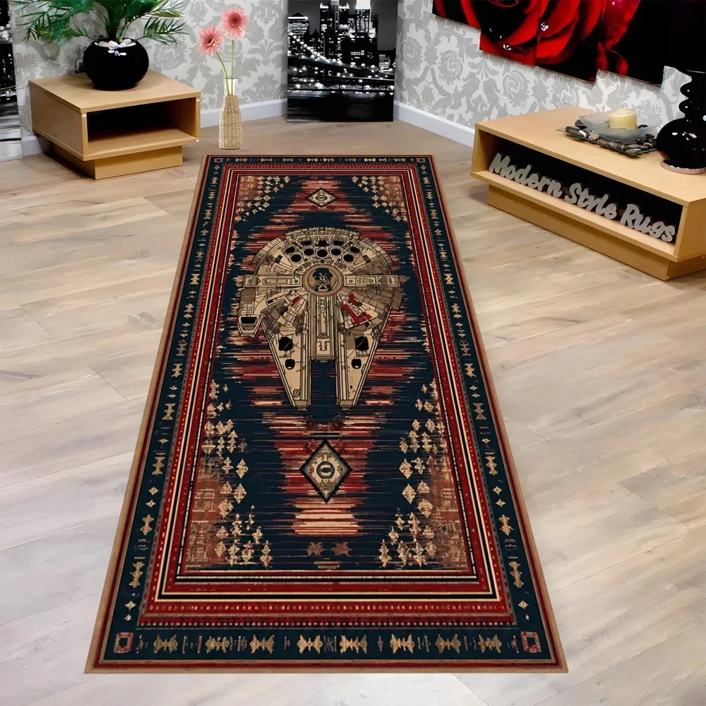 Boho Long Runner Rug Durable Anti Slip Kitchen Mat Traditional Ethnic Frame Millennium Falcon Hall Floor Matc  Corridor Runner
